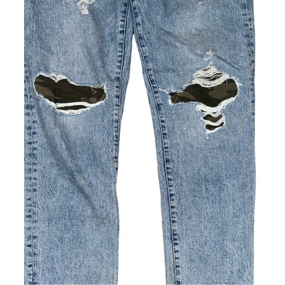 Topman Men’s Camouflage Patch Distressed Jeans Size 34 - Picture 3 of 6